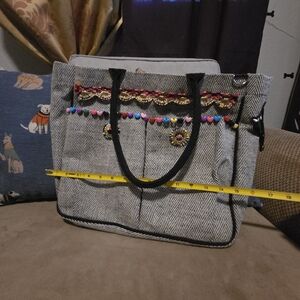 Stylish Gray Women's Bag with Colorful Accents